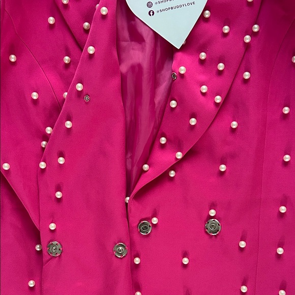 Buddy Love Hot Pink Pearl-Embellished Mini Dress Blazer - Picture 4 of 4